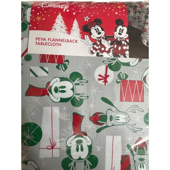 Disney Mickey & Minnie Christmas PEVA Flannelback Tablecloth 52" X 70" - Picture 2 of 4